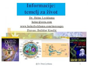 Informacije temelj za ivot Dr Heinz Lycklama heinzosta