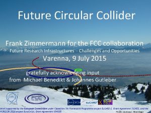 Future Circular Collider Frank Zimmermann for the FCC