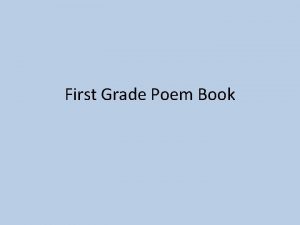First Grade Poem Book Hickory Dock Hickory dock