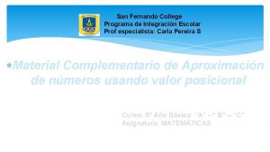 San Fernando College Programa de Integracin Escolar Prof