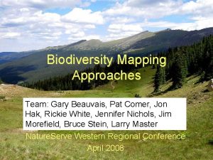 Biodiversity Mapping Approaches Team Gary Beauvais Pat Comer