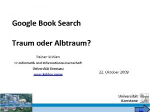 Google Book Search Traum oder Albtraum Rainer Kuhlen