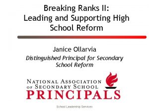 Breaking Ranks II Leading and Supporting High School