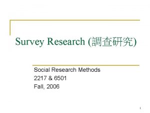 Survey Research Social Research Methods 2217 6501 Fall