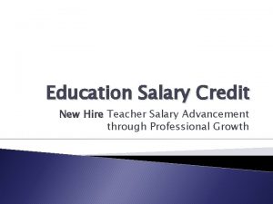 Education Salary Credit New Hire Teacher Salary Advancement