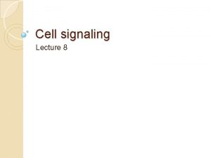 Cell signaling Lecture 8 Transforming growth factor TGF