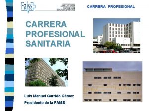 CARRERA PROFESIONAL SANITARIA Luis Manuel Garrido Gmez Presidente