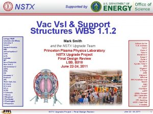 NSTX Supported by Vac Vsl Support Structures WBS