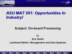ASU MAT 591 Opportunities in Industry ASU MAT