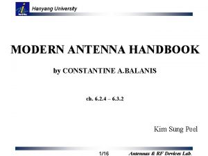 Hanyang University MODERN ANTENNA HANDBOOK by CONSTANTINE A