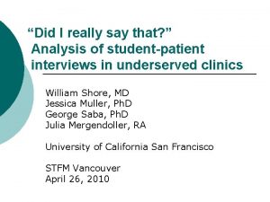 Did I really say that Analysis of studentpatient