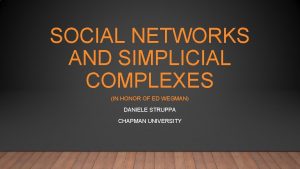 SOCIAL NETWORKS AND SIMPLICIAL COMPLEXES IN HONOR OF