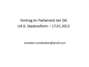 Vortrag im Parlament der DG UA 6 Staatsreform