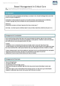 Raigmore Critical Care Guidelines Bowel Management in Critical