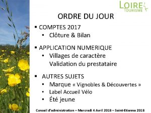 ORDRE DU JOUR COMPTES 2017 Clture Bilan APPLICATION