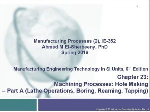 1 Manufacturing Processes 2 IE352 Ahmed M ElSherbeeny