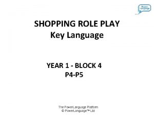 SHOPPING ROLE PLAY Key Language YEAR 1 BLOCK