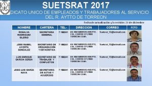SUETSRAT 2017 SINDICATO UNICO DE EMPLEADOS Y TRABAJADORES