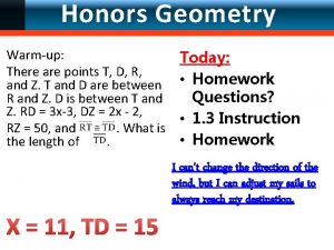 LESSON Honors Geometry Distance and Midpoints 1 3