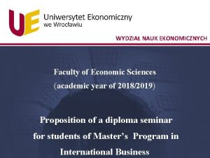 WYDZIA NAUK EKONOMICZNYCH Faculty of Economic Sciences academic