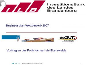 BusinessplanWettbewerb 2007 Vortrag an der Fachhochschule Eberswalde 1