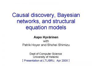 Causal discovery Bayesian networks and structural equation models