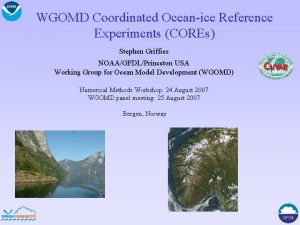 WGOMD Coordinated Oceanice Reference Experiments COREs Stephen Griffies