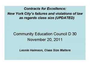 Contracts for Excellence New York Citys failures and