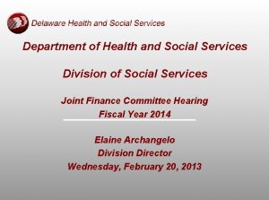 Department of Health and Social Services Division of