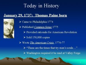 Today in History January 29 1737 Thomas Paine