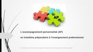 Laccompagnement personnalis AP en troisime prparatoire lenseignement professionnel