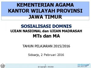 KEMENTERIAN AGAMA KANTOR WILAYAH PROVINSI JAWA TIMUR SOSIALISASI