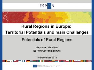 Rural Regions in Europe Territorial Potentials and main