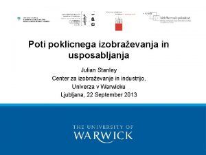 Poti poklicnega izobraevanja in usposabljanja Julian Stanley Center