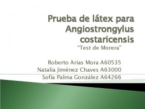 Prueba de ltex para Angiostrongylus costaricensis Test de