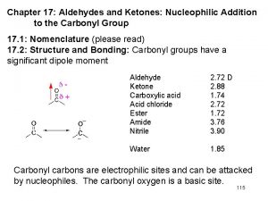 Chapter 17 Aldehydes and Ketones Nucleophilic Addition to