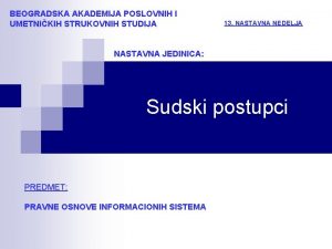 BEOGRADSKA AKADEMIJA POSLOVNIH I UMETNIKIH STRUKOVNIH STUDIJA 13