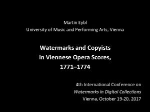 Martin Eybl University of Music and Performing Arts