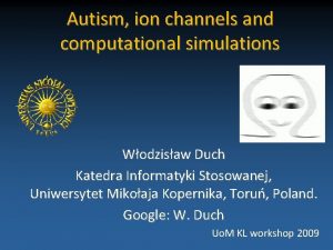 Autism ion channels and computational simulations Wodzisaw Duch