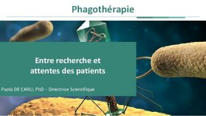 Phagothrapie Entre recherche et attentes des patients Paola