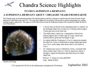Chandra Science Highlights TYCHOs SUPERNOVA REMNANT A SUPERNOVA