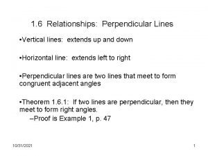 1 6 Relationships Perpendicular Lines Vertical lines extends
