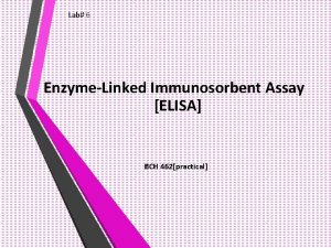 Lab 6 EnzymeLinked Immunosorbent Assay ELISA BCH 462practical