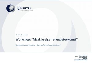 31 oktober 2021 Workshop Maak je eigen energietoekomst