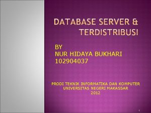 BY NUR HIDAYA BUKHARI 102904037 PRODI TEKNIK INFORMATIKA