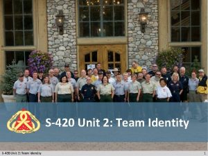S420 Unit 2 Team Identity 1 Objectives Students