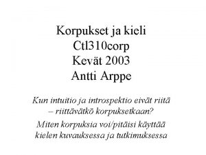 Korpukset ja kieli Ctl 310 corp Kevt 2003