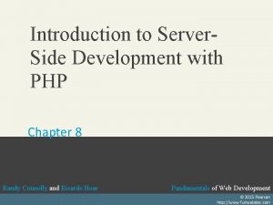 Introduction to Server Side Development with PHP Chapter