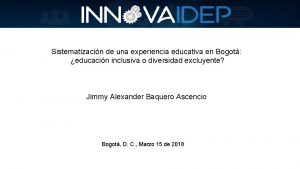 Sistematizacin de una experiencia educativa en Bogot educacin