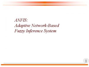 ANFIS Adaptive NetworkBased Fuzzy Inference System 1 Adaptive
